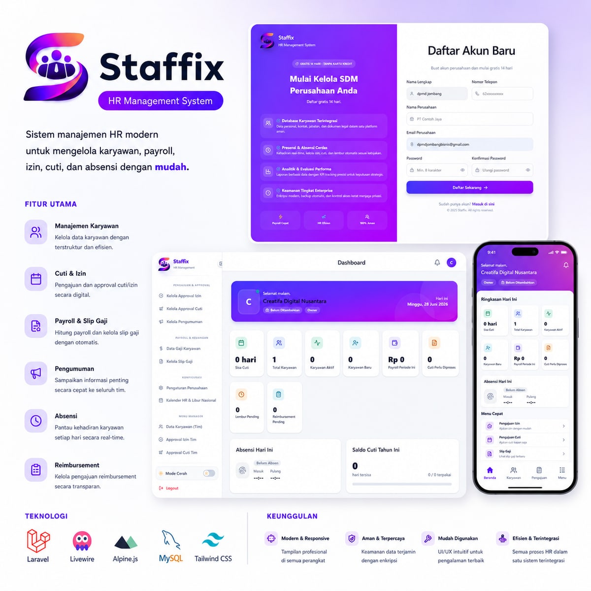 Staffix — sistem manajemen SDM (HRIS)